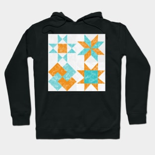 Sampler Quilt Orange and Teal Watercolor Hoodie